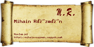 Mihain Rézmán névjegykártya
